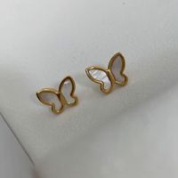 Korean Style Butterfly Titanium Steel Plating Shell Earrings 1 Pair sku image 1