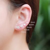 1 Pair Simple Style Geometric Sterling Silver Zircon Ear Studs main image 1
