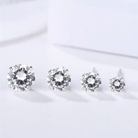 1 Pair Simple Style Geometric Sterling Silver Zircon Ear Studs main image 3