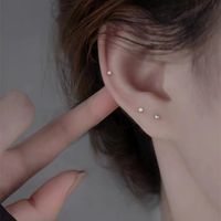 Simple Style Geometric Sterling Silver Plating Ear Studs 1 Pair main image 5