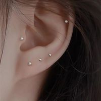 Simple Style Geometric Sterling Silver Plating Ear Studs 1 Pair main image 3