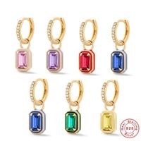 Fashion Square Sterling Silver Inlay Zircon Drop Earrings 1 Piece main image 1