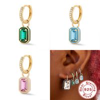 Fashion Square Sterling Silver Inlay Zircon Drop Earrings 1 Piece main image 5