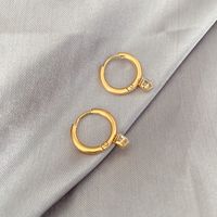 Lady Geometric Titanium Steel Gold Plated Zircon Earrings 1 Pair main image 3