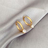 Lady Geometric Titanium Steel Gold Plated Zircon Earrings 1 Pair main image 1