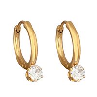 Lady Geometric Titanium Steel Gold Plated Zircon Earrings 1 Pair main image 2