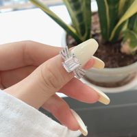 Elegant Square Sterling Silver Plating Inlay Zircon Rings 1 Piece main image 4