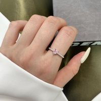 Fashion Heart Shape Sterling Silver Plating Inlay Zircon Rings 1 Piece main image 4