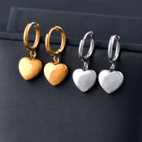 Fashion Heart Shape Titanium Steel Gold Plated Earrings Necklace main image 6