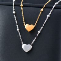 Fashion Heart Shape Titanium Steel Gold Plated Earrings Necklace main image 5