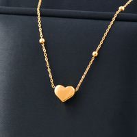 Fashion Heart Shape Titanium Steel Gold Plated Earrings Necklace main image 3