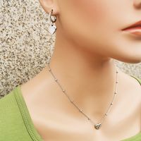 Fashion Heart Shape Titanium Steel Gold Plated Earrings Necklace main image 4