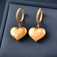 Fashion Heart Shape Titanium Steel Gold Plated Earrings Necklace sku image 2