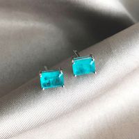 Retro Square Sterling Silver Plating Inlay Zircon Ear Studs 1 Pair main image 5