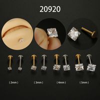 Fashion Square Stainless Steel Plating Zircon Lip Stud 1 Piece main image 1