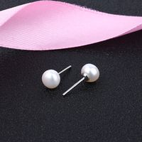 Fashion Geometric Sterling Silver Pearl Ear Studs 1 Pair sku image 1