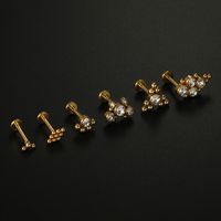 Fashion Geometric Stainless Steel Zircon Lip Stud 1 Piece main image 5