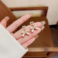 1 Pair Fashion Heart Shape Butterfly Bow Knot Inlay Imitation Pearl Alloy Rhinestones Earrings sku image 147