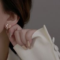 Fashion Geometric Moon Copper Artificial Pearls Zircon Ear Studs In Bulk main image 3