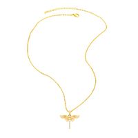 Simple Style Dragonfly Copper Gold Plated Zircon Pendant Necklace 1 Piece main image 2