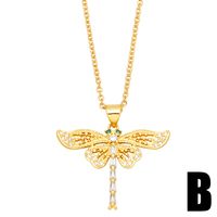 Simple Style Dragonfly Copper Gold Plated Zircon Pendant Necklace 1 Piece main image 3