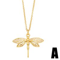 Simple Style Dragonfly Copper Gold Plated Zircon Pendant Necklace 1 Piece main image 4