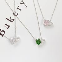 Fashion Square Heart Shape Sterling Silver Plating Inlay Zircon Pendant Necklace 1 Piece main image 7