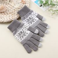 Unisex Fashion Snowflake Knitted Fabric Gloves 1 Pair main image 4