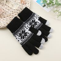 Unisex Fashion Snowflake Knitted Fabric Gloves 1 Pair sku image 2