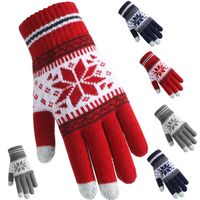 Unisex Fashion Snowflake Knitted Fabric Gloves 1 Pair main image 3
