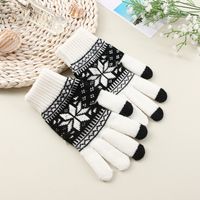 Unisex Fashion Snowflake Knitted Fabric Gloves 1 Pair sku image 3
