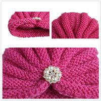 Baby Girl's Fashion Solid Color Inlaid Pearls Diamond Wool Cap main image 4