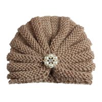 Baby Girl's Fashion Solid Color Inlaid Pearls Diamond Wool Cap sku image 1