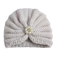 Baby Girl's Fashion Solid Color Inlaid Pearls Diamond Wool Cap sku image 7