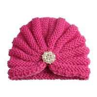 Baby Girl's Fashion Solid Color Inlaid Pearls Diamond Wool Cap sku image 2