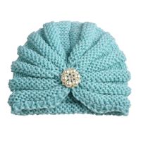 Baby Girl's Fashion Solid Color Inlaid Pearls Diamond Wool Cap main image 6