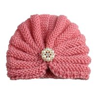 Baby Girl's Fashion Solid Color Inlaid Pearls Diamond Wool Cap sku image 3