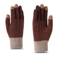 Women's Fashion Stripe Imitation Cashmere Gloves 1 Pair sku image 2