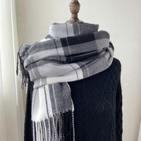 Unisex Sweet Lattice Imitation Cashmere Tassel Winter Scarves sku image 4