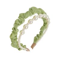 Fashion Solid Color Cloth Pearl Hair Band 1 Piece main image 5