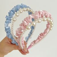 Fashion Solid Color Cloth Pearl Hair Band 1 Piece main image 3