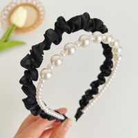 Fashion Solid Color Cloth Pearl Hair Band 1 Piece sku image 1
