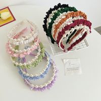 Fashion Solid Color Cloth Pearl Hair Band 1 Piece main image 1