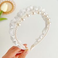 Fashion Solid Color Cloth Pearl Hair Band 1 Piece sku image 2