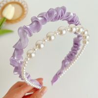 Fashion Solid Color Cloth Pearl Hair Band 1 Piece sku image 6