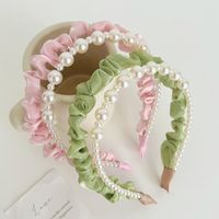 Fashion Solid Color Cloth Pearl Hair Band 1 Piece main image 2