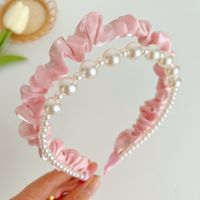 Fashion Solid Color Cloth Pearl Hair Band 1 Piece sku image 3