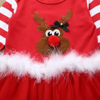 Christmas Fashion Stripe Elk Cotton Girls Clothing Sets main image 2