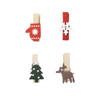 Fashion Christmas Patch Color Snowflake Elk Christmas Tree Gloves Wooden Clip main image 4