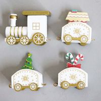 Cartoon Christmas Track Train Wooden Decorative Truck Toy 1 Set main image 5
